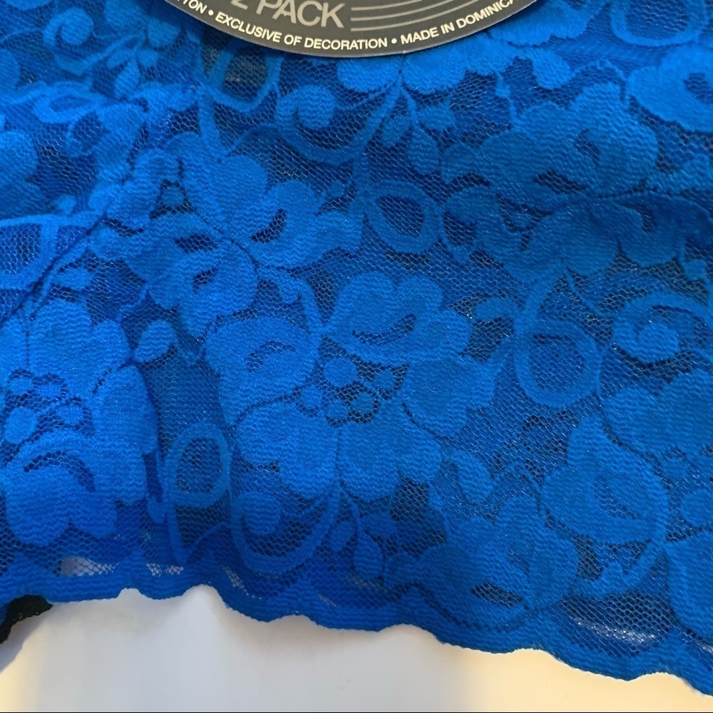 EYESHADOW two pair sexy lace boy shorts panties Royal blue black - Picture 3 of 3